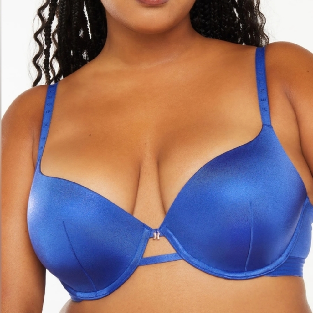 Savage X Fenty Core Microfiber Metallic T-Shirt Bra Dreamy Blue Chrome 34DDD